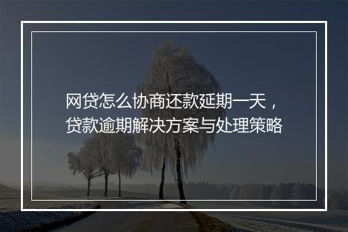 网贷怎么协商还款延期一天，贷款逾期解决方案与处理策略