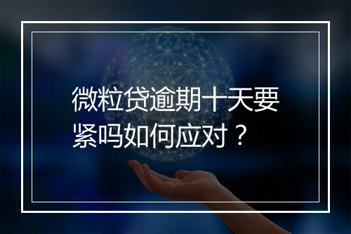 微粒贷逾期十天要紧吗如何应对？