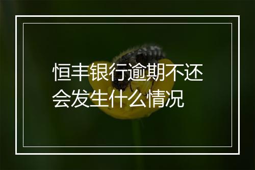 恒丰银行逾期不还会发生什么情况