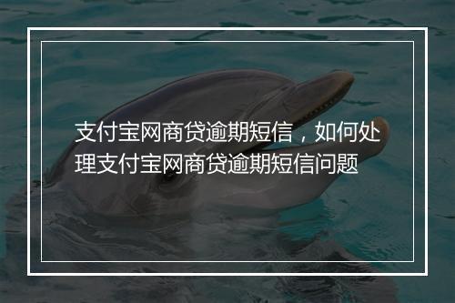 支付宝网商贷逾期短信，如何处理支付宝网商贷逾期短信问题