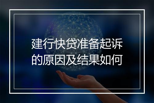 建行快贷准备起诉的原因及结果如何