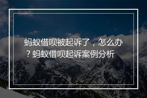 蚂蚁借呗被起诉了，怎么办？蚂蚁借呗起诉案例分析