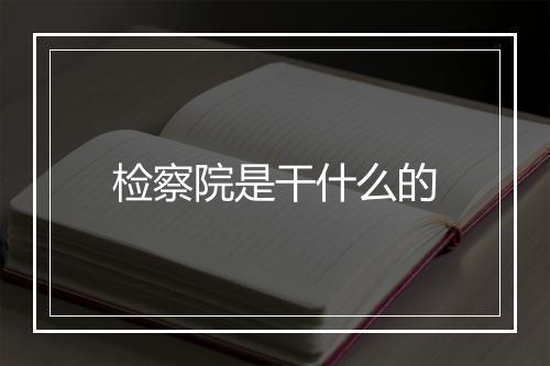检察院是干什么的
