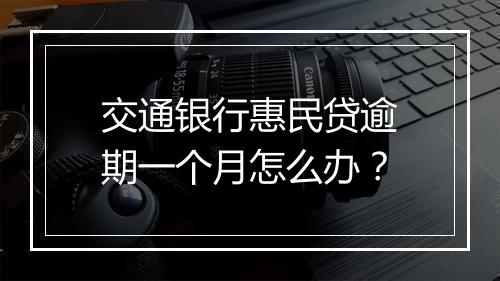 交通银行惠民贷逾期一个月怎么办？