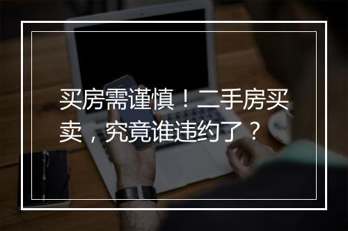 买房需谨慎！二手房买卖，究竟谁违约了？