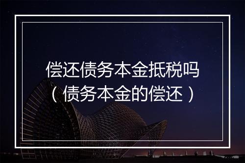 偿还债务本金抵税吗（债务本金的偿还）