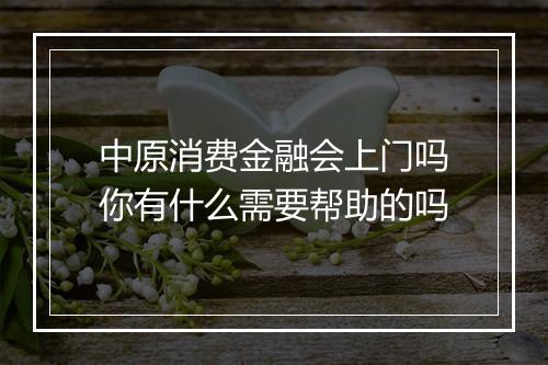 中原消费金融会上门吗你有什么需要帮助的吗