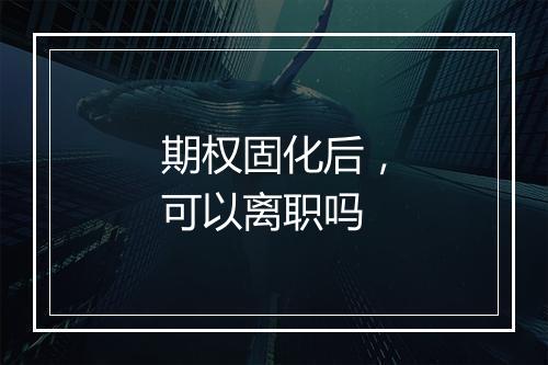 期权固化后，可以离职吗