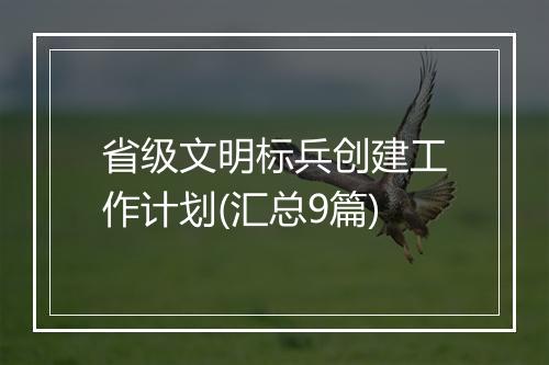省级文明标兵创建工作计划(汇总9篇)