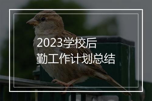 2023学校后勤工作计划总结