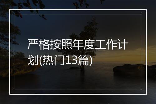 严格按照年度工作计划(热门13篇)