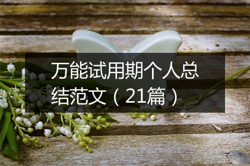 万能试用期个人总结范文（21篇）