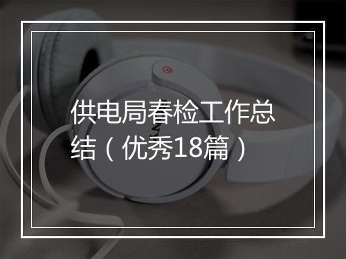 供电局春检工作总结（优秀18篇）