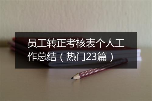 员工转正考核表个人工作总结（热门23篇）