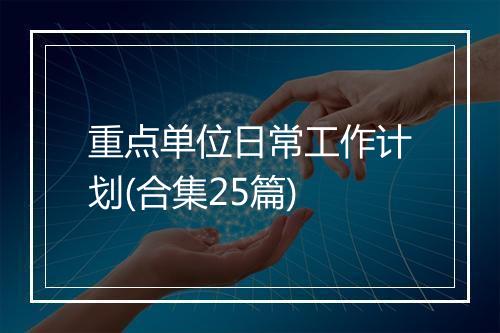 重点单位日常工作计划(合集25篇)