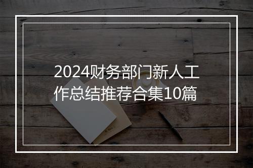 2024财务部门新人工作总结推荐合集10篇