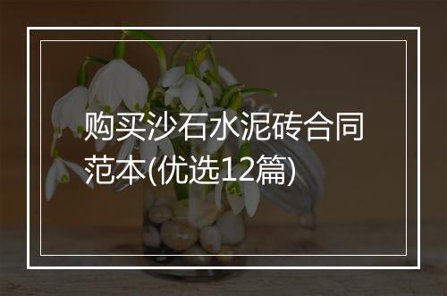 购买沙石水泥砖合同范本(优选12篇)