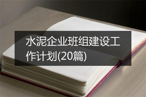 水泥企业班组建设工作计划(20篇)
