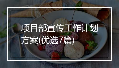 项目部宣传工作计划方案(优选7篇)