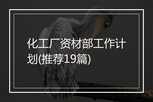 化工厂资材部工作计划(推荐19篇)