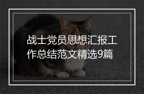 战士党员思想汇报工作总结范文精选9篇