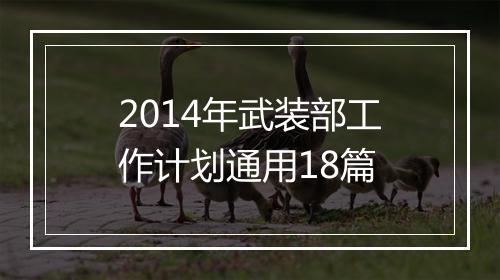 2014年武装部工作计划通用18篇