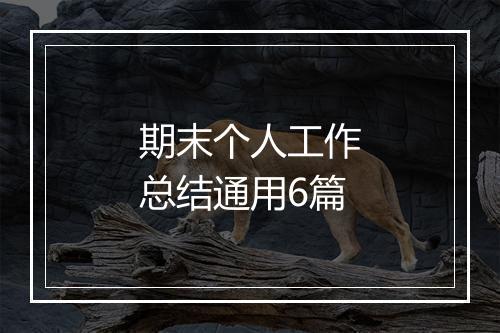 期末个人工作总结通用6篇