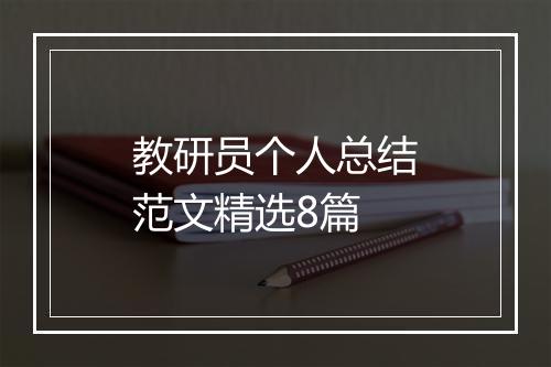 教研员个人总结范文精选8篇