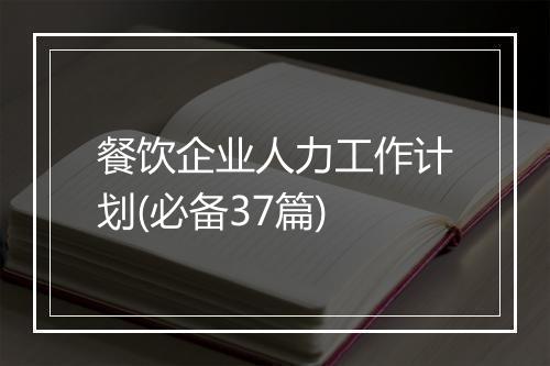 餐饮企业人力工作计划(必备37篇)