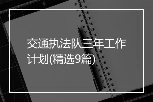 交通执法队三年工作计划(精选9篇)