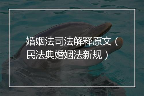 婚姻法司法解释原文（民法典婚姻法新规）