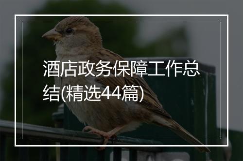 酒店政务保障工作总结(精选44篇)