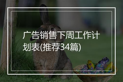广告销售下周工作计划表(推荐34篇)