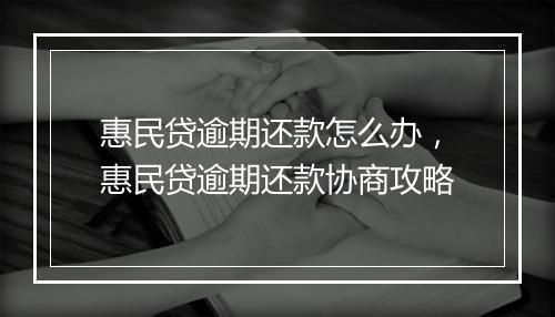 惠民贷逾期还款怎么办，惠民贷逾期还款协商攻略