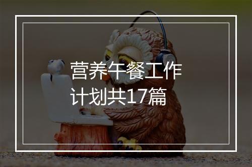 营养午餐工作计划共17篇
