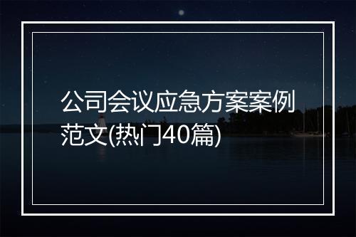 公司会议应急方案案例范文(热门40篇)
