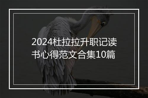 2024杜拉拉升职记读书心得范文合集10篇