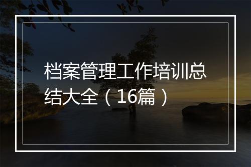 档案管理工作培训总结大全（16篇）