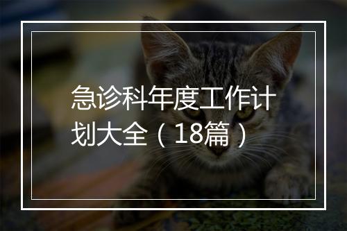 急诊科年度工作计划大全（18篇）