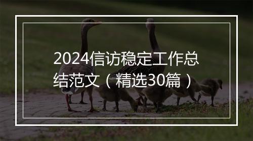 2024信访稳定工作总结范文（精选30篇）
