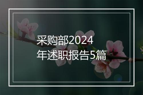 采购部2024年述职报告5篇