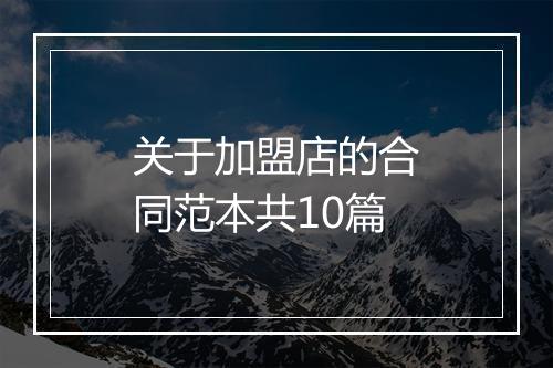 关于加盟店的合同范本共10篇