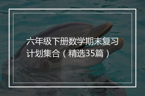 六年级下册数学期末复习计划集合（精选35篇）