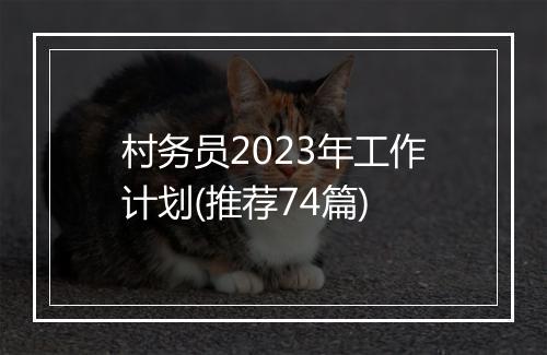 村务员2023年工作计划(推荐74篇)