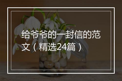 给爷爷的一封信的范文（精选24篇）