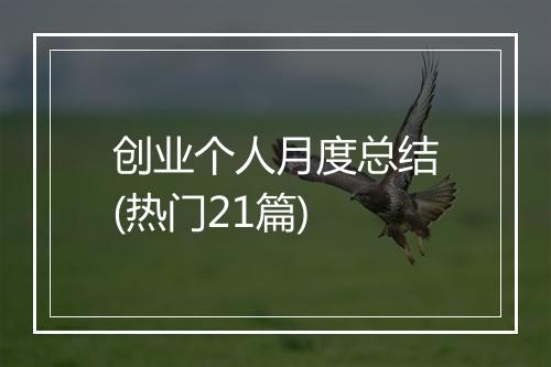 创业个人月度总结(热门21篇)