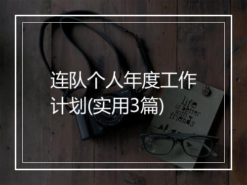 连队个人年度工作计划(实用3篇)