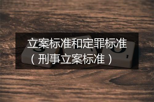 立案标准和定罪标准（刑事立案标准）