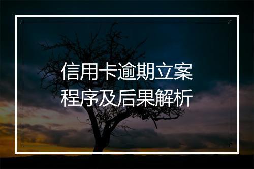信用卡逾期立案程序及后果解析