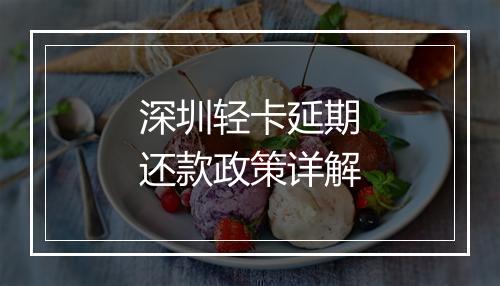 深圳轻卡延期还款政策详解